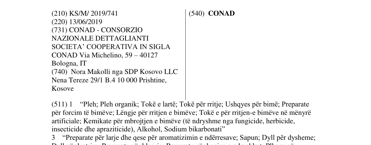 Zëri i markës CONAD në buletin