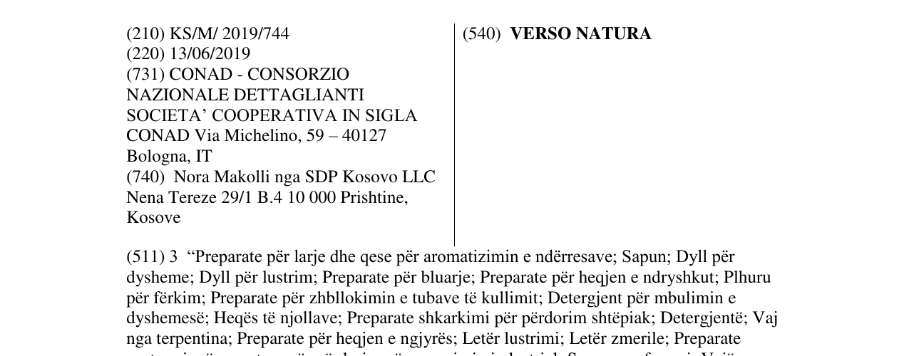 Zëri i markës VERSO NATURA në buletin