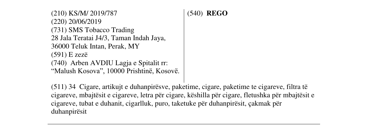 Zëri i markës REGO në buletin