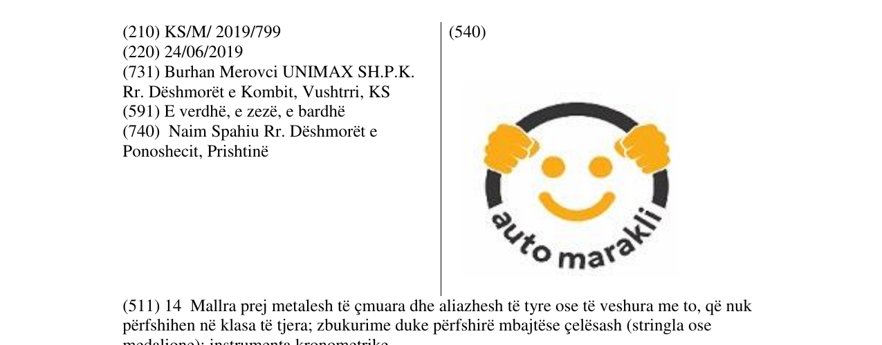 Zëri i markës auto marakli në buletin