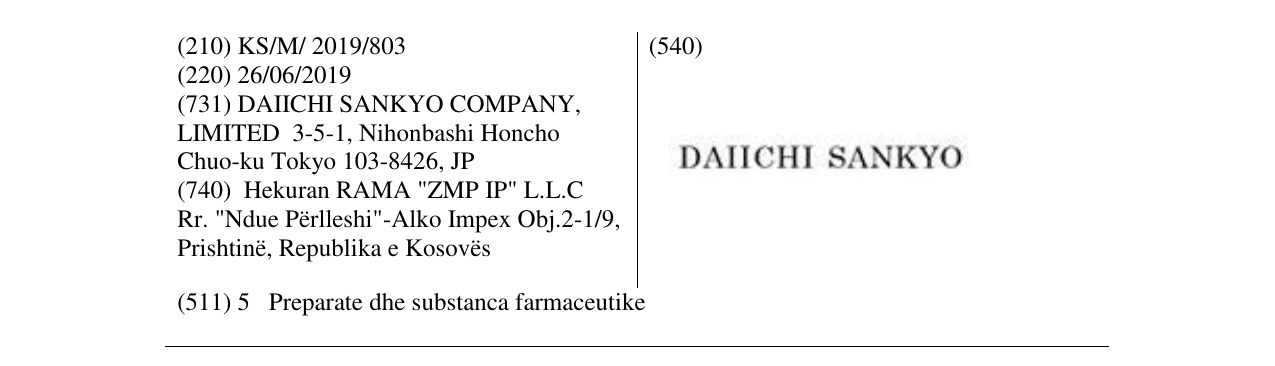 Zëri i markës DAIICHI SANKYO në buletin