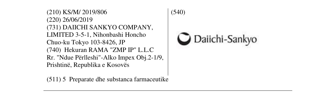 Zëri i markës Daiichi-Sankyo në buletin