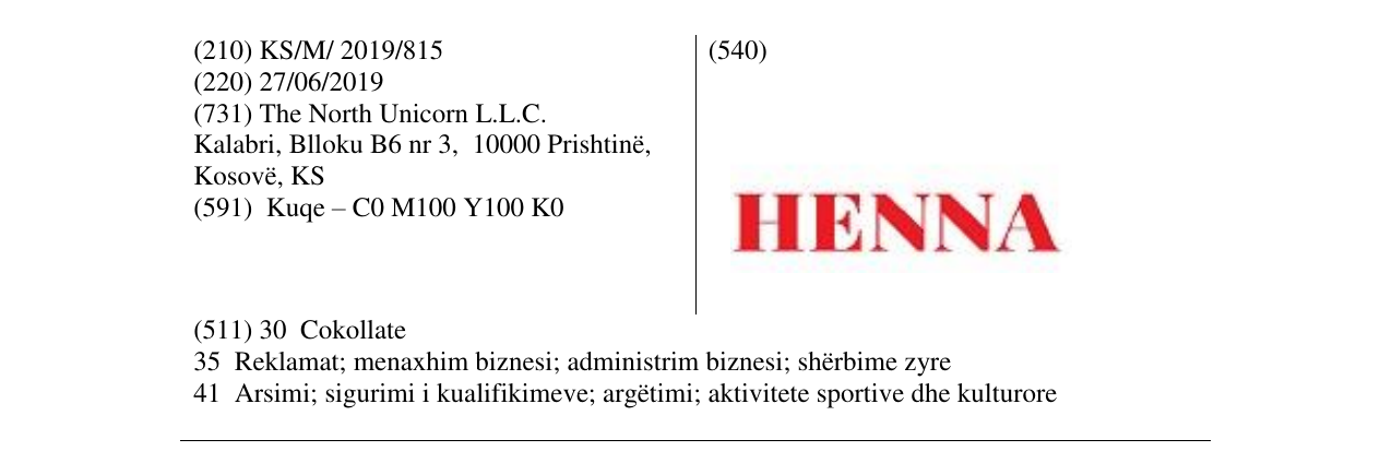 Zëri i markës HENNA në buletin