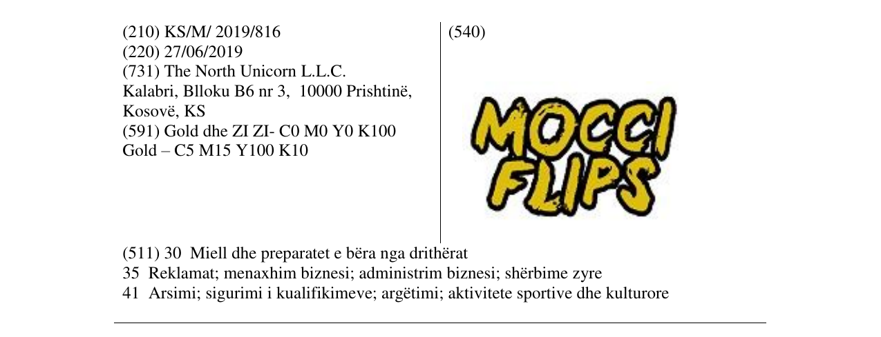 Zëri i markës MOCCI FLIPS në buletin