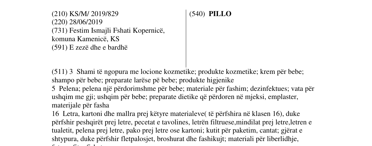 Zëri i markës PILLO në buletin