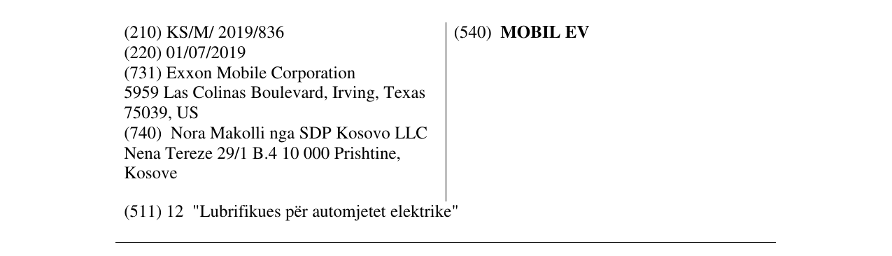 Zëri i markës MOBIL EV në buletin