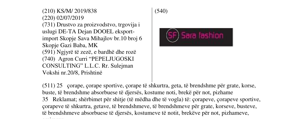 Zëri i markës Sara fashion në buletin