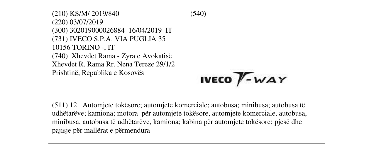 Zëri i markës IVECO-T-WAY në buletin