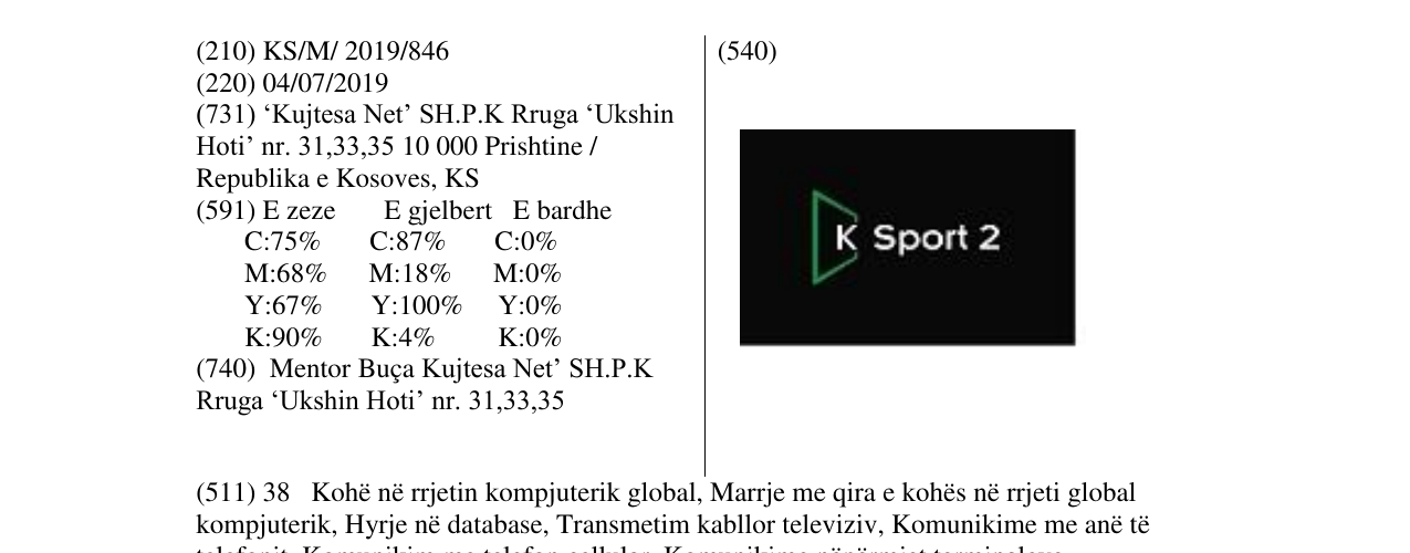 Zëri i markës SPORT 2 në buletin