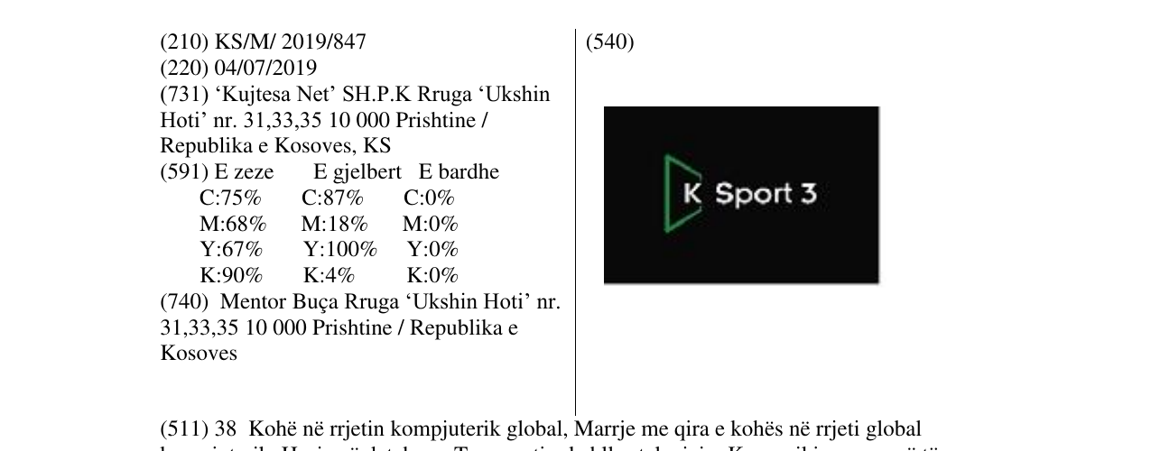 Zëri i markës Sport 3 në buletin