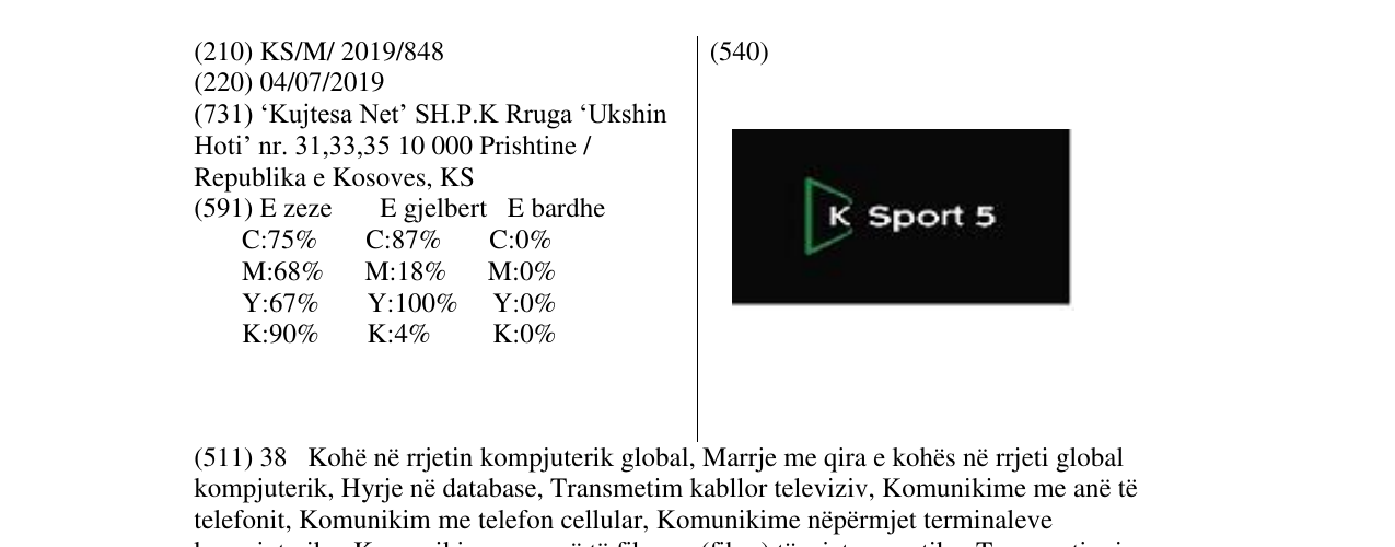Zëri i markës Sport 5 në buletin