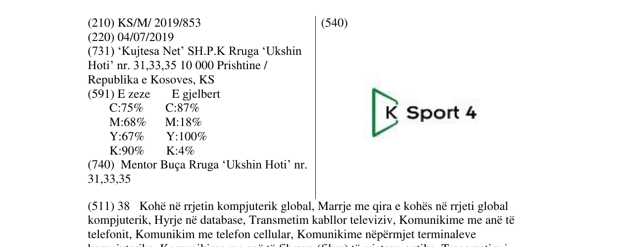 Zëri i markës Sport 4 në buletin