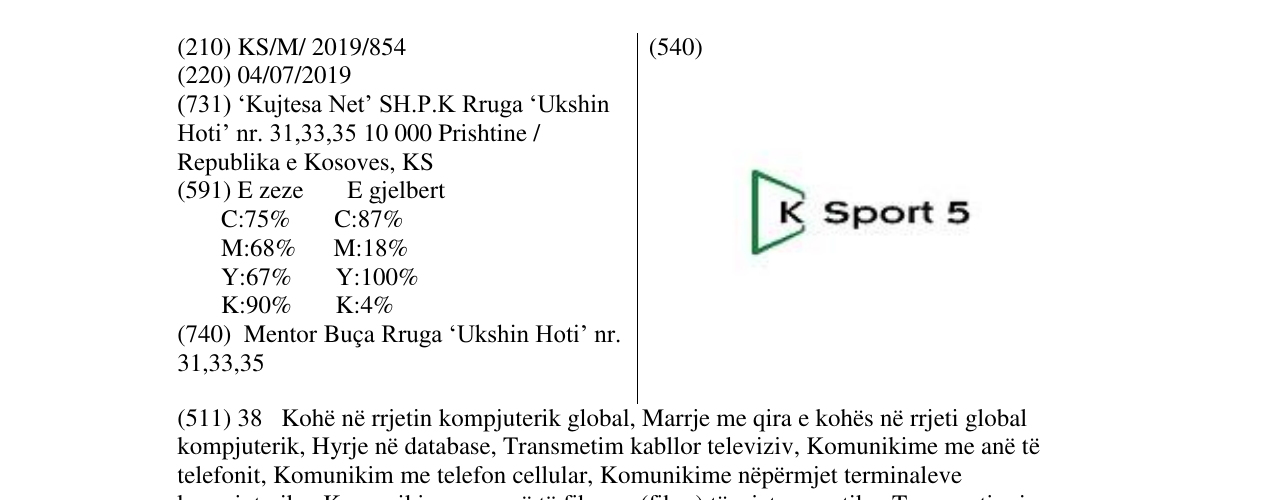Zëri i markës Sport 5 në buletin