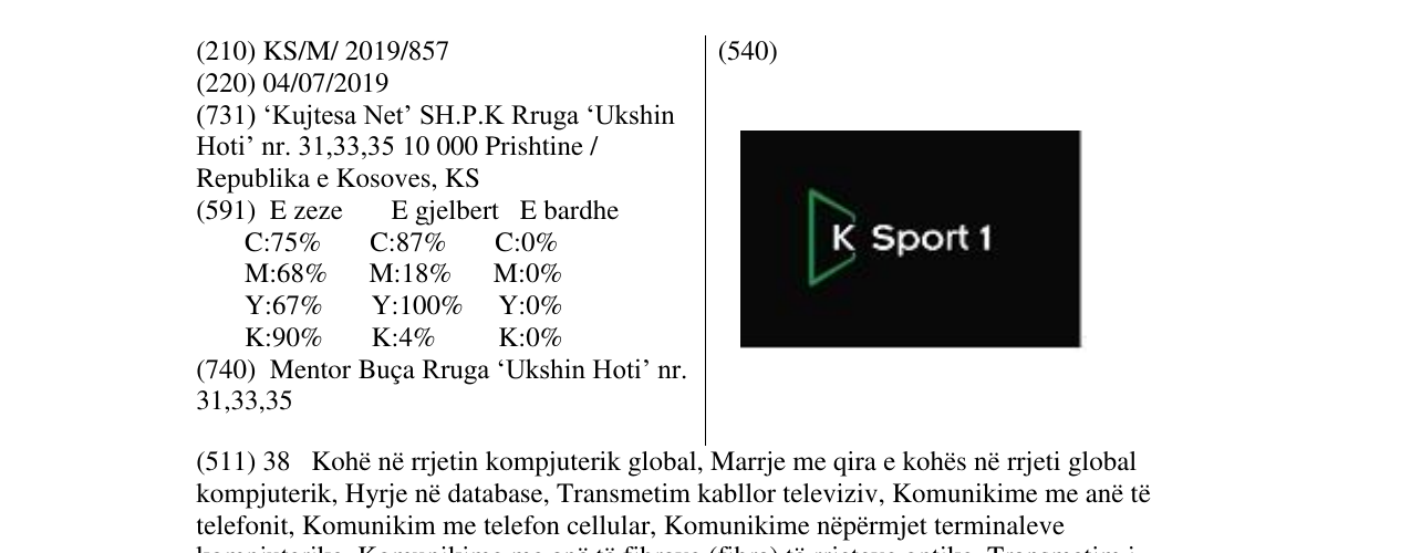 Zëri i markës Sport 1 në buletin