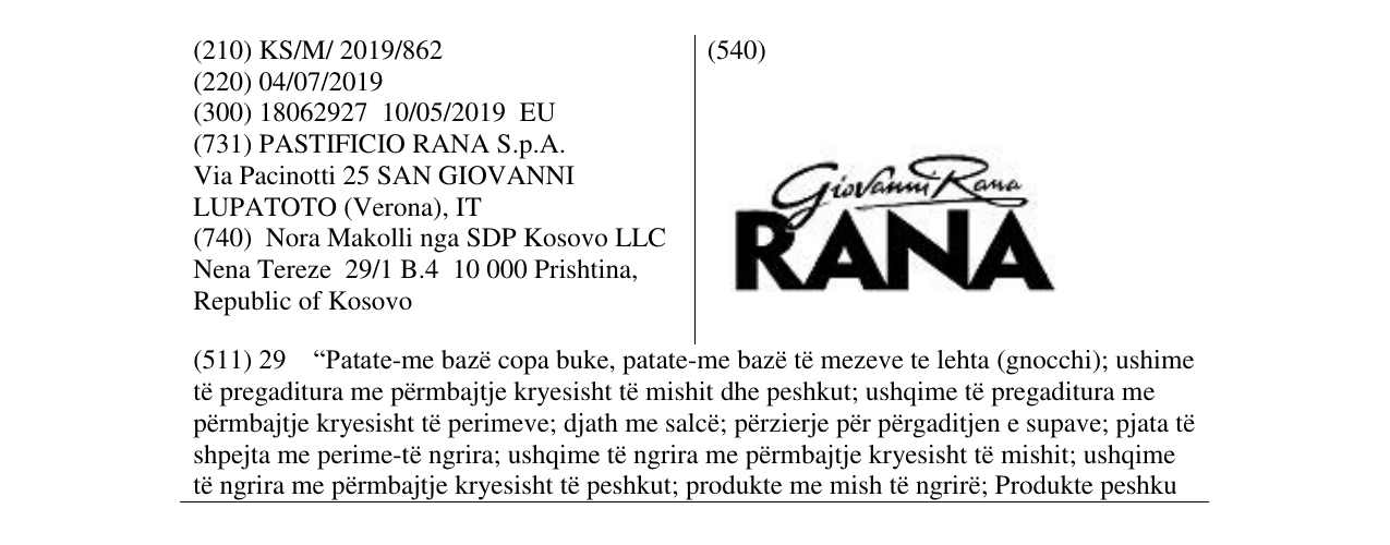 Zëri i markës RANA në buletin