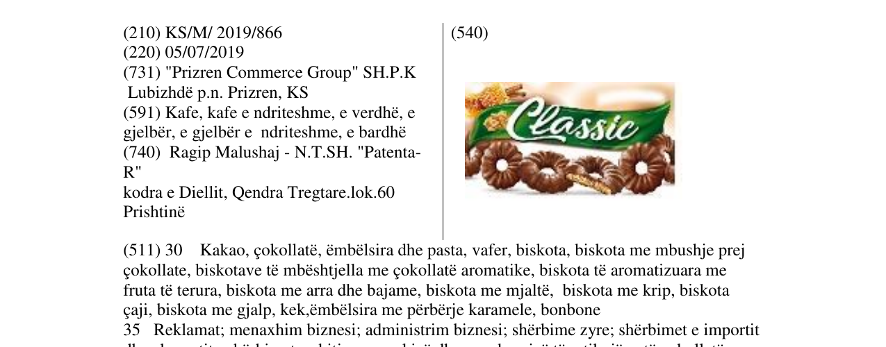 Zëri i markës Classic në buletin