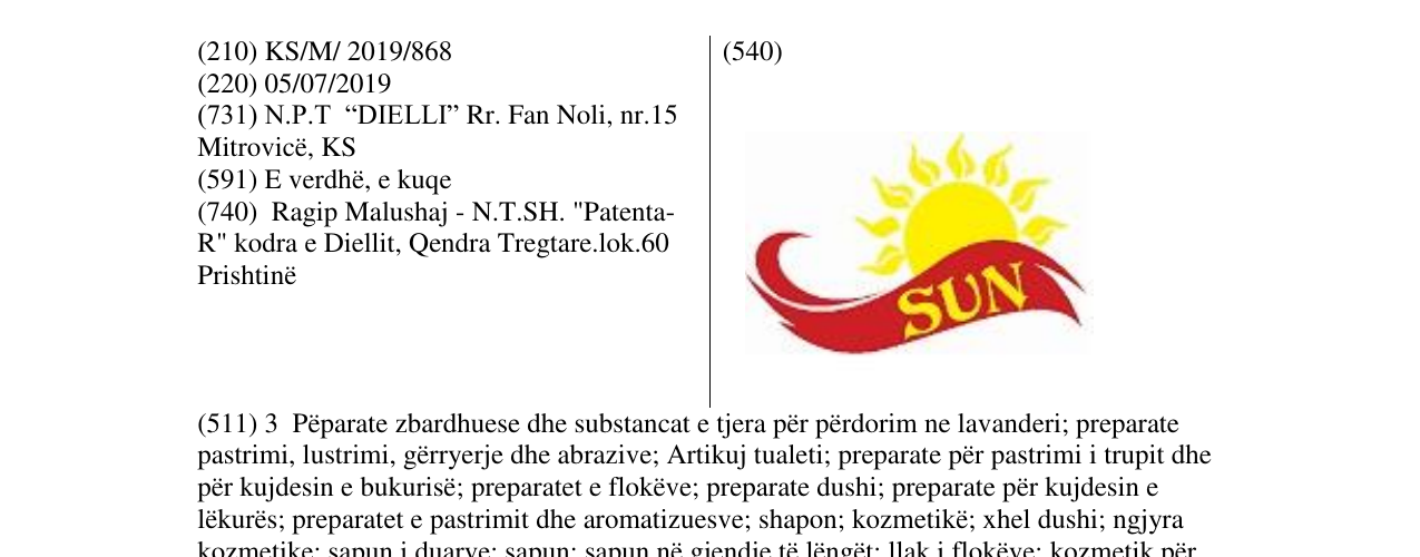 Zëri i markës SUN në buletin