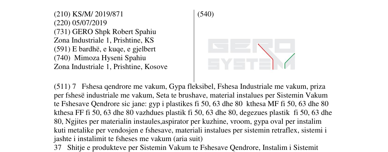Zëri i markës GERO SYSTEM në buletin