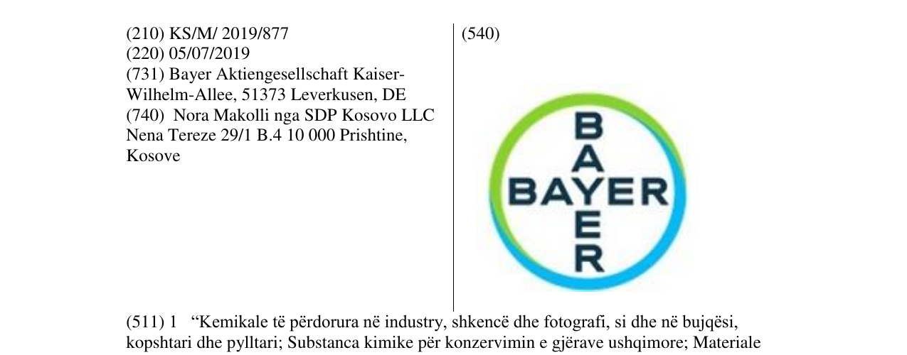 Zëri i markës BAYER në buletin