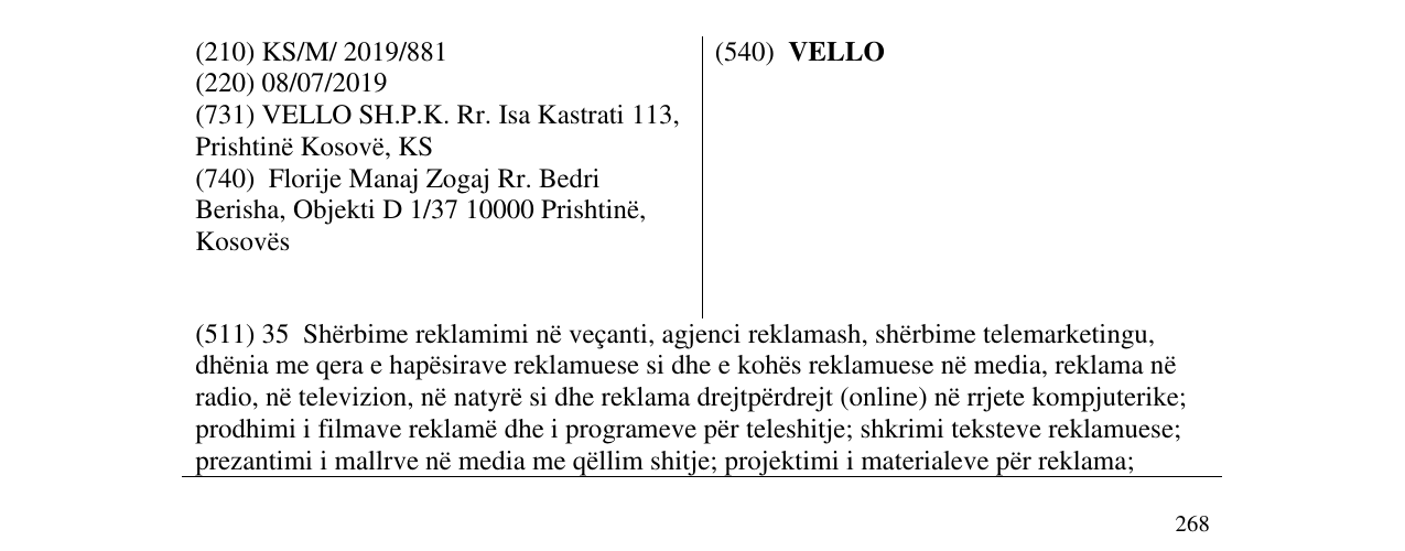 Zëri i markës VELLO në buletin