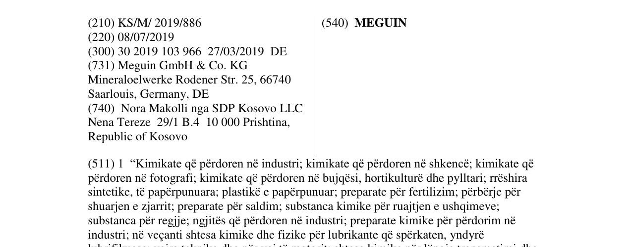 Zëri i markës MEGUIN në buletin