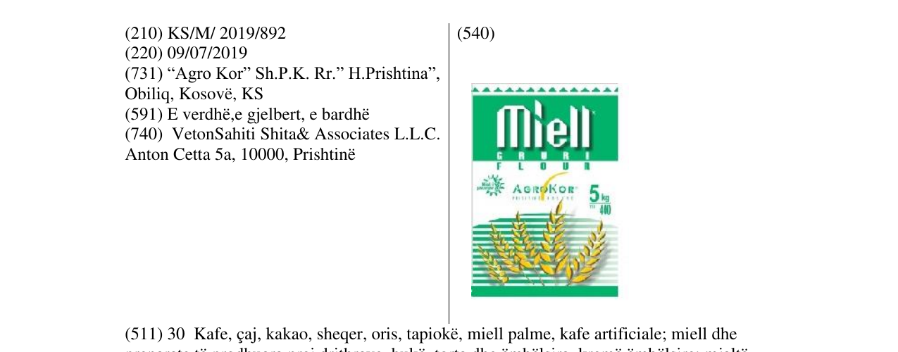 Zëri i markës miell në buletin
