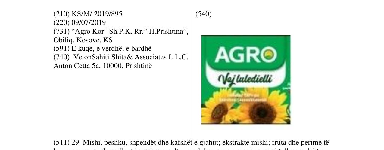 Zëri i markës Vaj luledielli në buletin