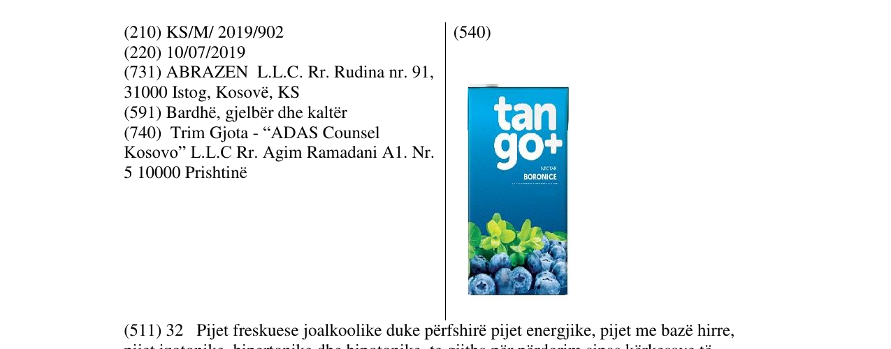 Zëri i markës tango+ Boronice në buletin
