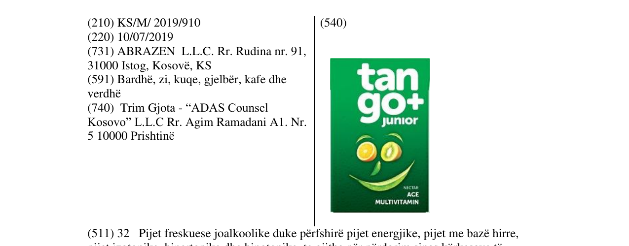 Zëri i markës tango+ junior Multivitamin në buletin