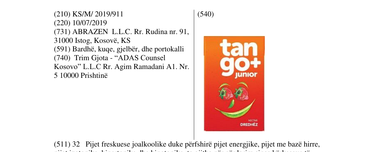 Zëri i markës tango+ Junior Dredhëz në buletin
