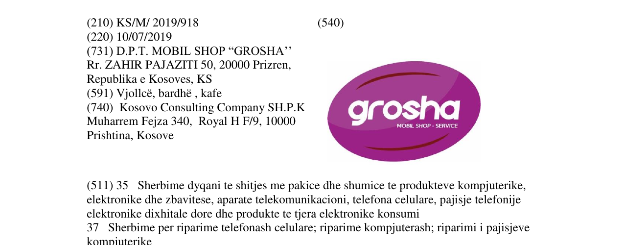 Zëri i markës grosha në buletin