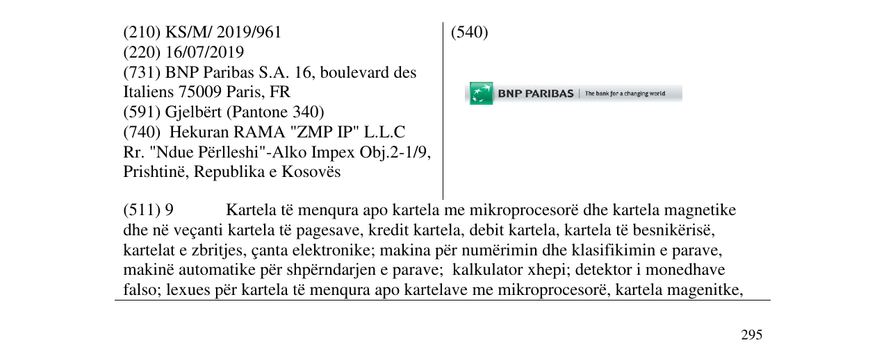 Zëri i markës BNP PARIBAS në buletin