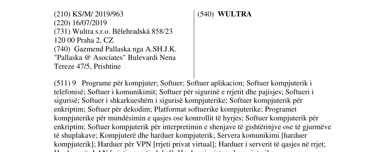 Zëri i markës WULTRA në buletin