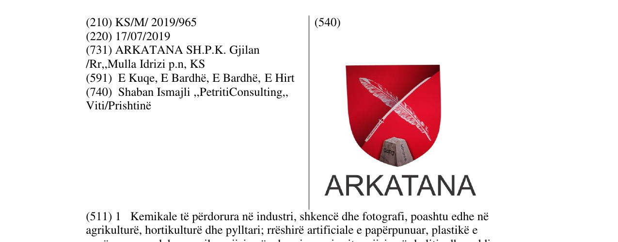 Zëri i markës ARKATANA në buletin