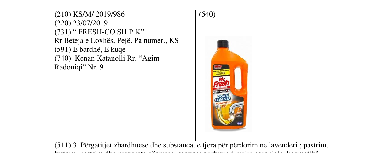 Zëri i markës Mr.Fresh në buletin