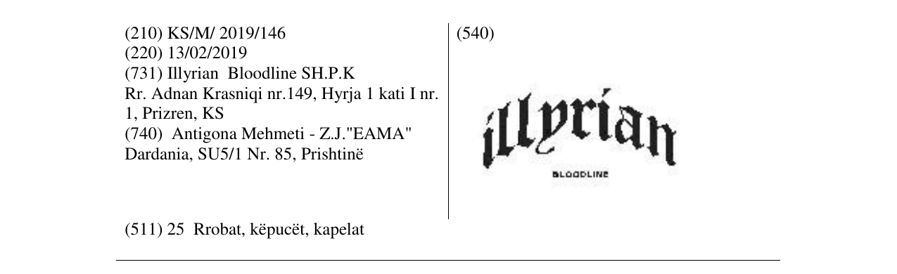 Zëri i markës illyrian BLOODLINE në buletin