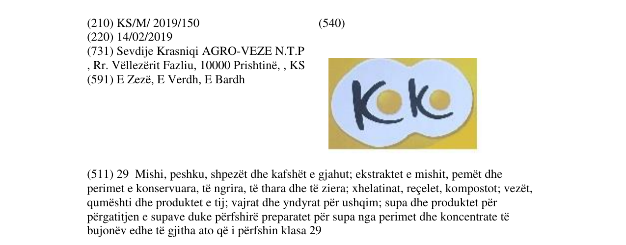 Zëri i markës Koko në buletin
