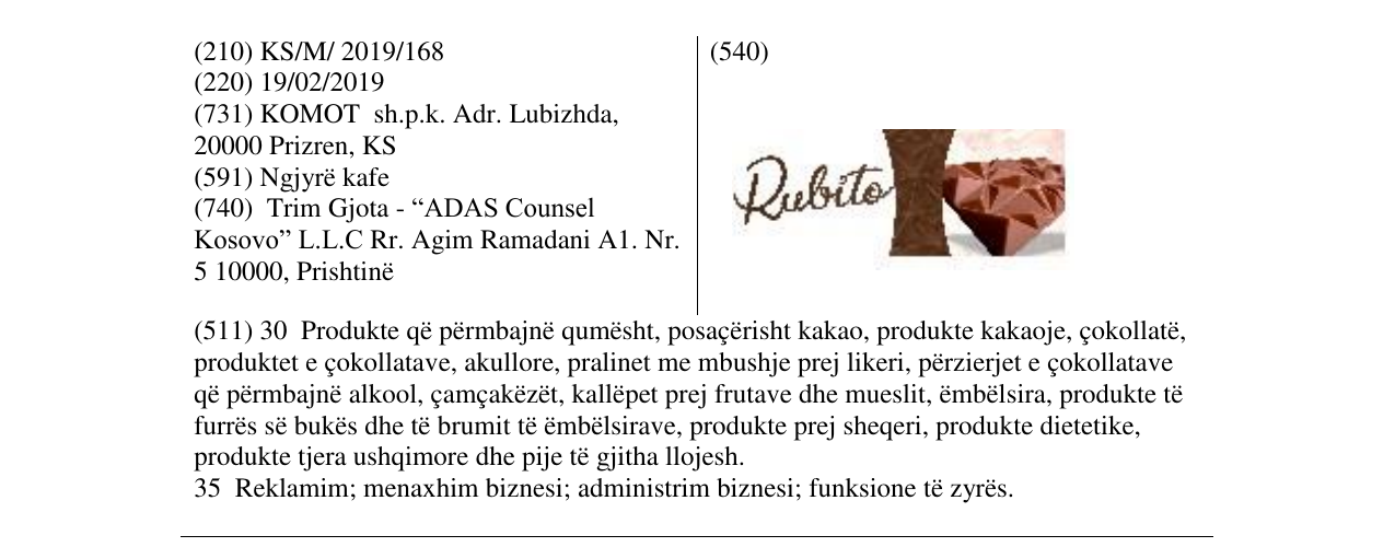 Zëri i markës Rubito në buletin