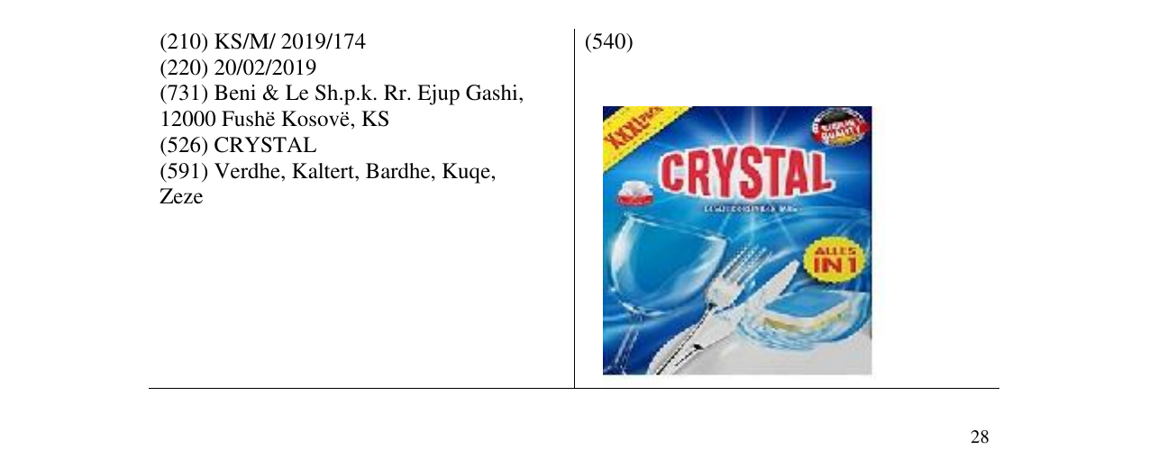 Zëri i markës CRYSTAL në buletin