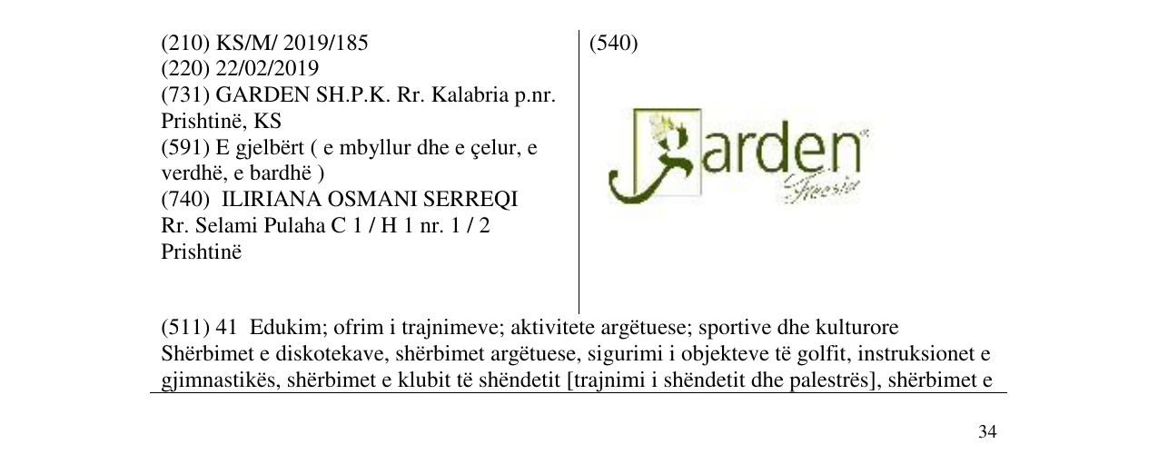 Zëri i markës garden në buletin