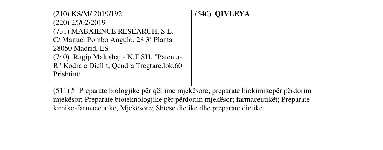 Zëri i markës QIVLEYA në buletin