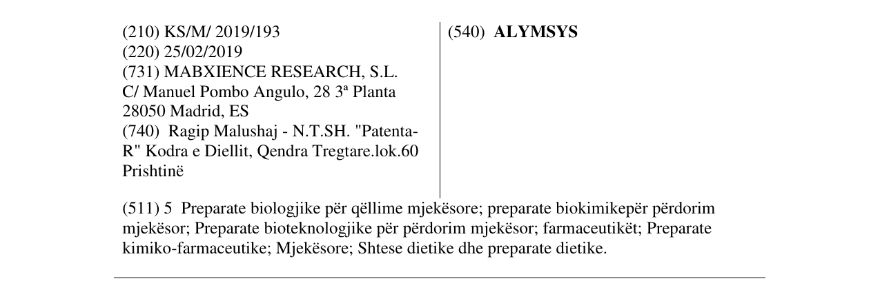 Zëri i markës ALYMSYS në buletin