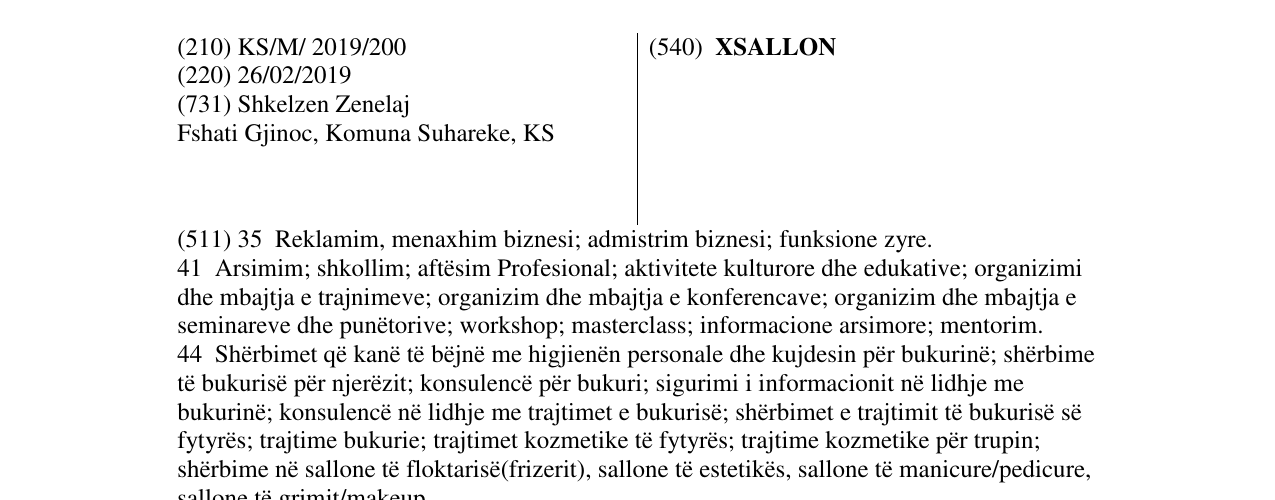 Zëri i markës XSALLON në buletin