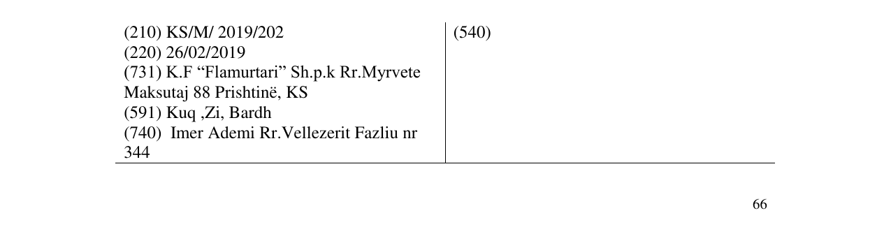 Zëri i markës K.F.FLAMURTARI në buletin