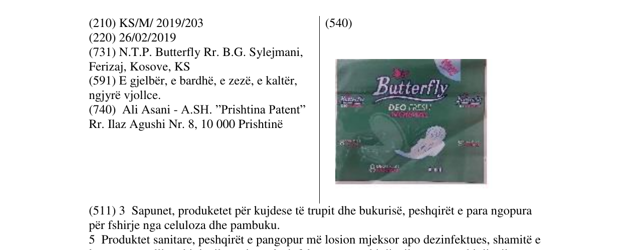 Zëri i markës Butterfly në buletin