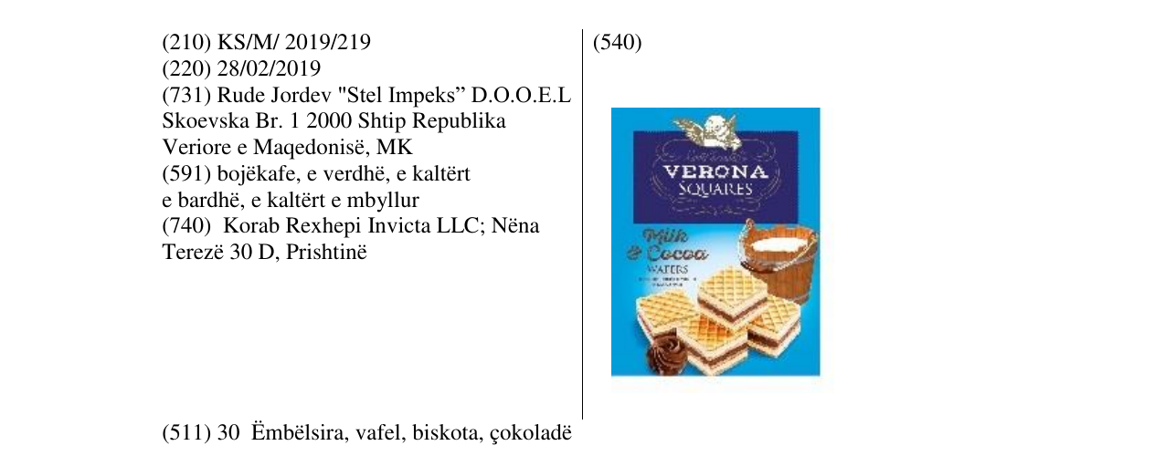 Zëri i markës VERONA SQUARES në buletin