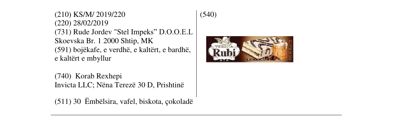 Zëri i markës Rubi në buletin