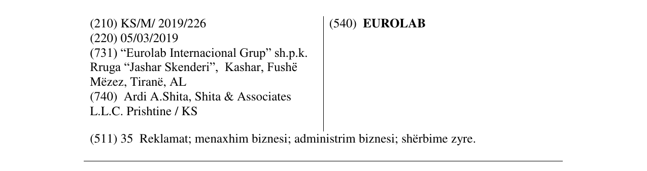 Zëri i markës EUROLAB në buletin