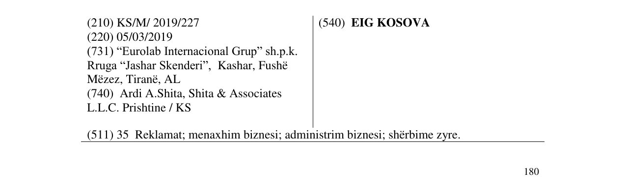 Zëri i markës EIG KOSOVA në buletin
