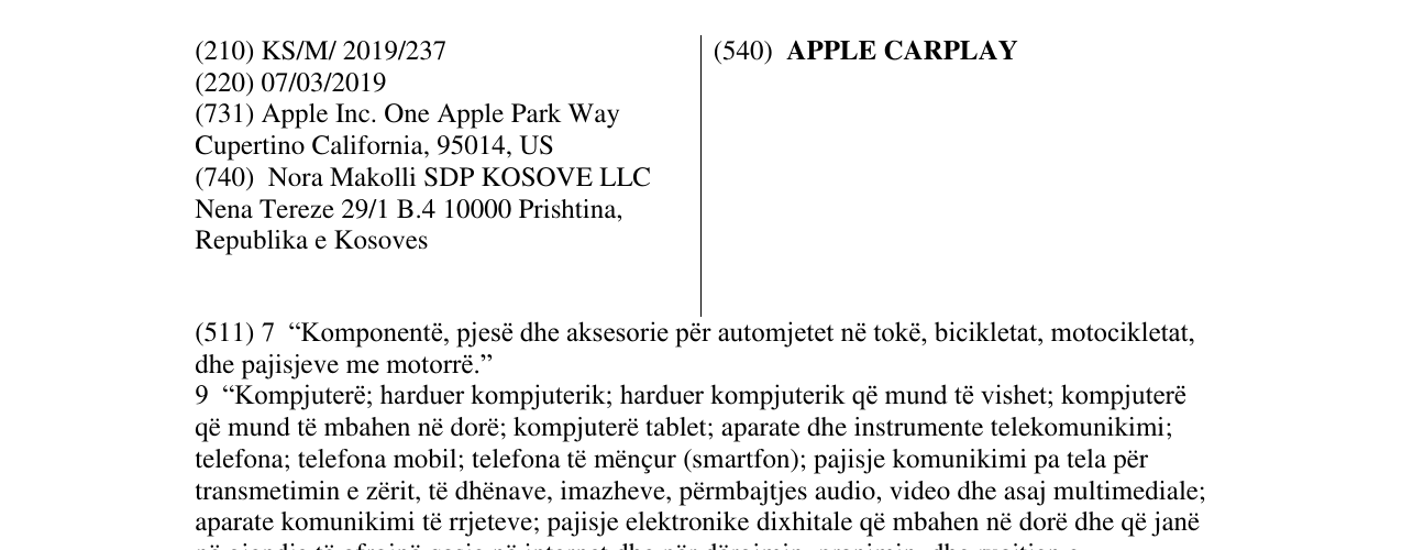 Zëri i markës APPLE CARPLAY në buletin